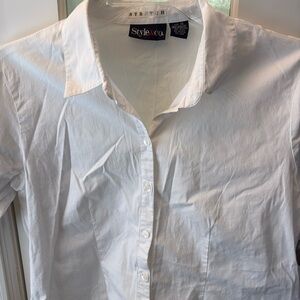 NWOT 16 Style & Co white collared button up top shades